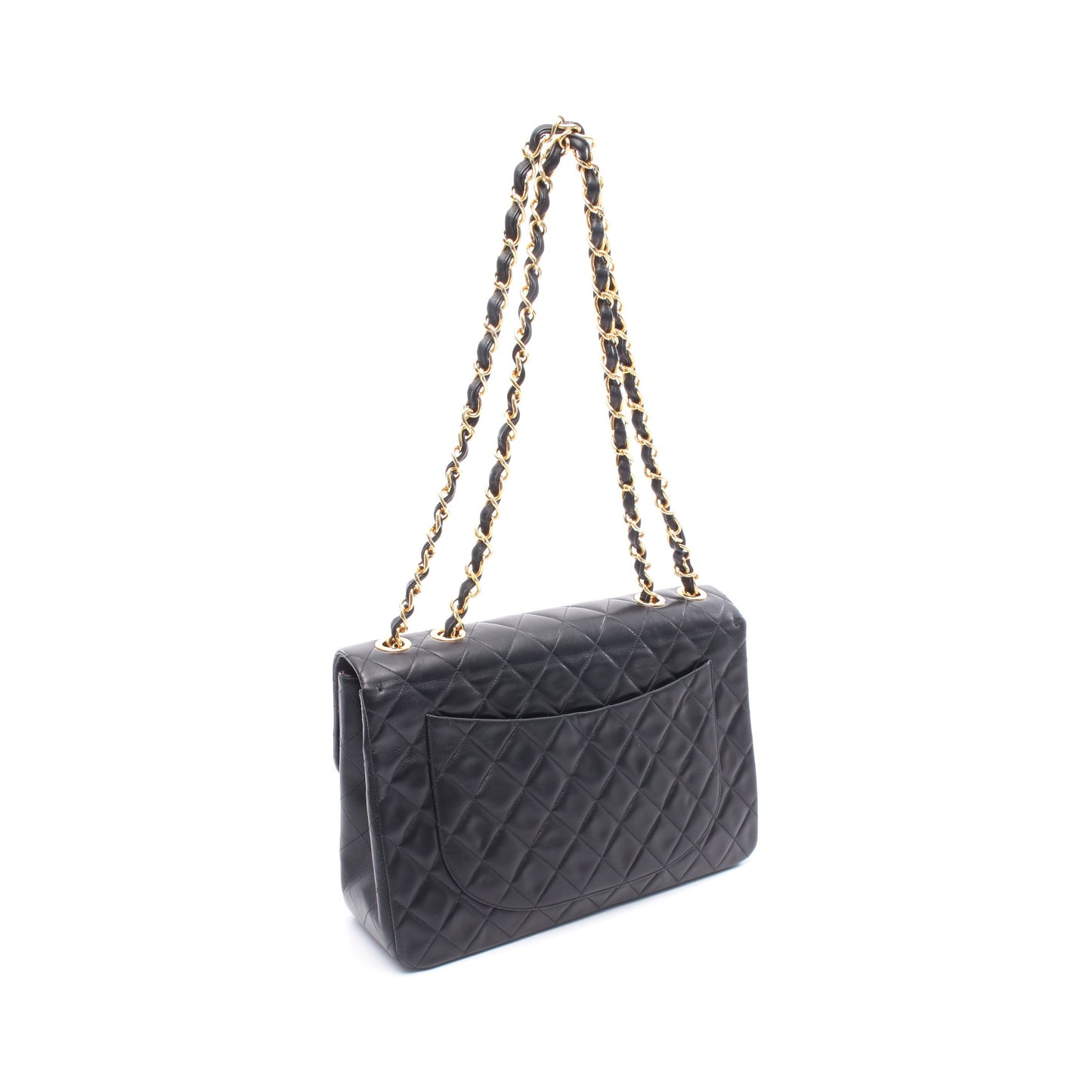 デカマトラッセ34 シングルフラップ Wチェーンショルダーバッグ ラムスキン ブラック ゴールド金具 シャネル バッグ CHANEL