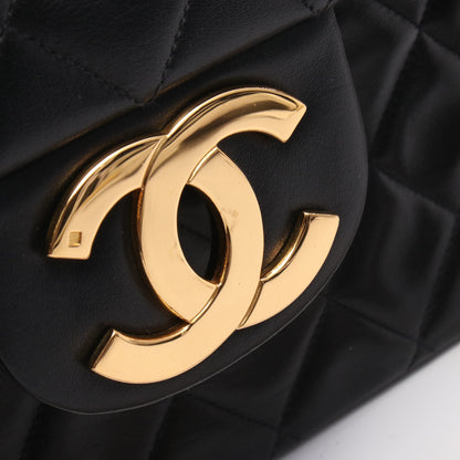 デカマトラッセ34 シングルフラップ Wチェーンショルダーバッグ ラムスキン ブラック ゴールド金具 シャネル バッグ CHANEL