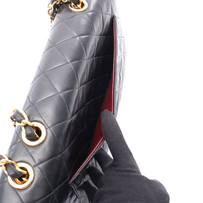 デカマトラッセ34 シングルフラップ Wチェーンショルダーバッグ ラムスキン ブラック ゴールド金具 シャネル バッグ CHANEL