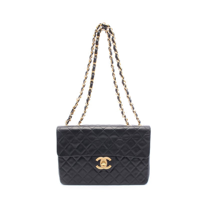 デカマトラッセ34 シングルフラップ Wチェーンショルダーバッグ ラムスキン ブラック ゴールド金具 シャネル バッグ CHANEL