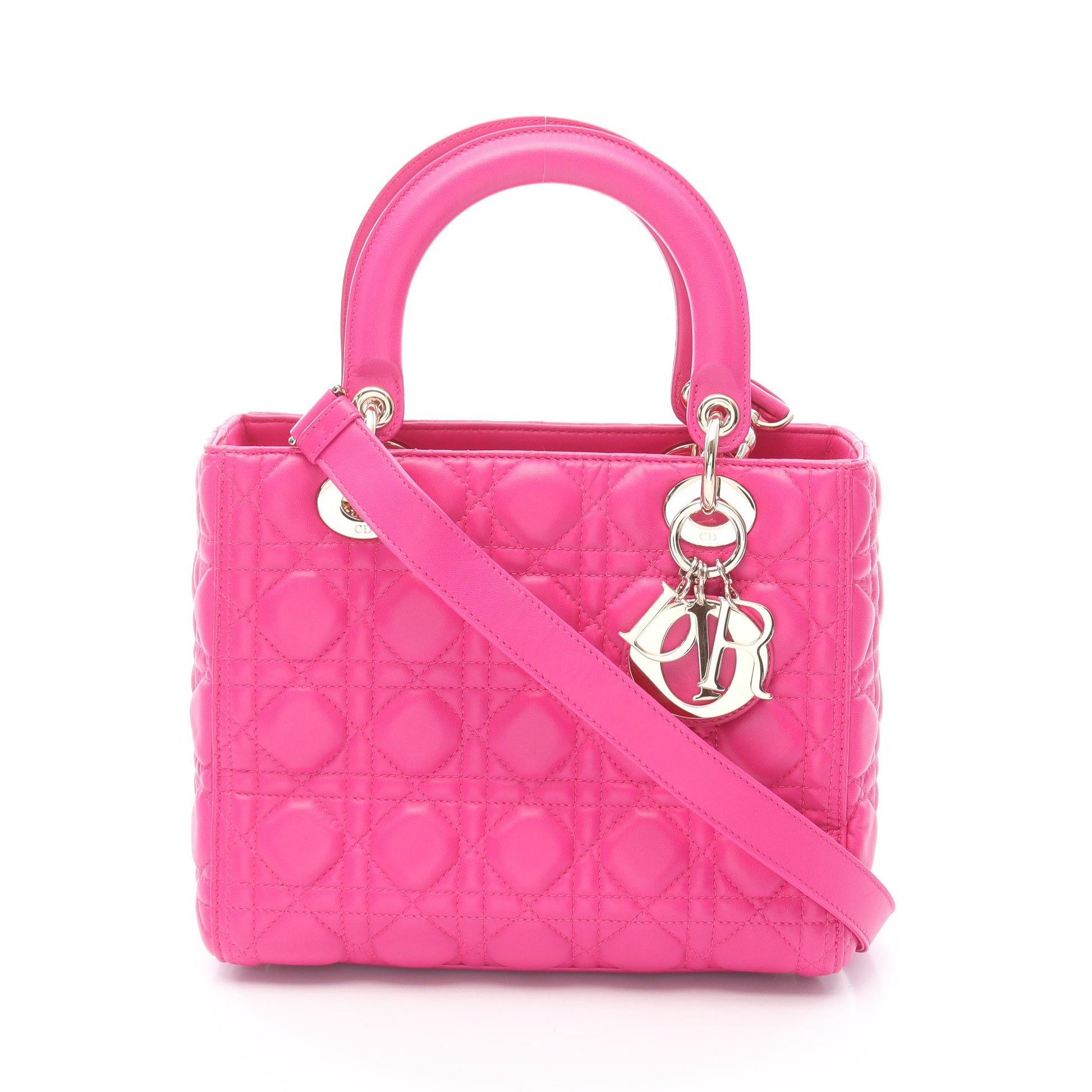 LADY DIOR レディディオール カナージュ ハンドバッグ レザー ピンクパープル 2WAY クリスチャンディオール バッグ Christian Dior