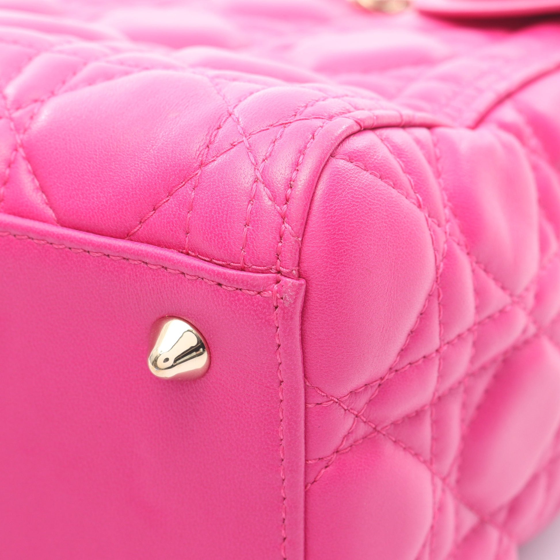 LADY DIOR レディディオール カナージュ ハンドバッグ レザー ピンクパープル 2WAY クリスチャンディオール バッグ Christian Dior