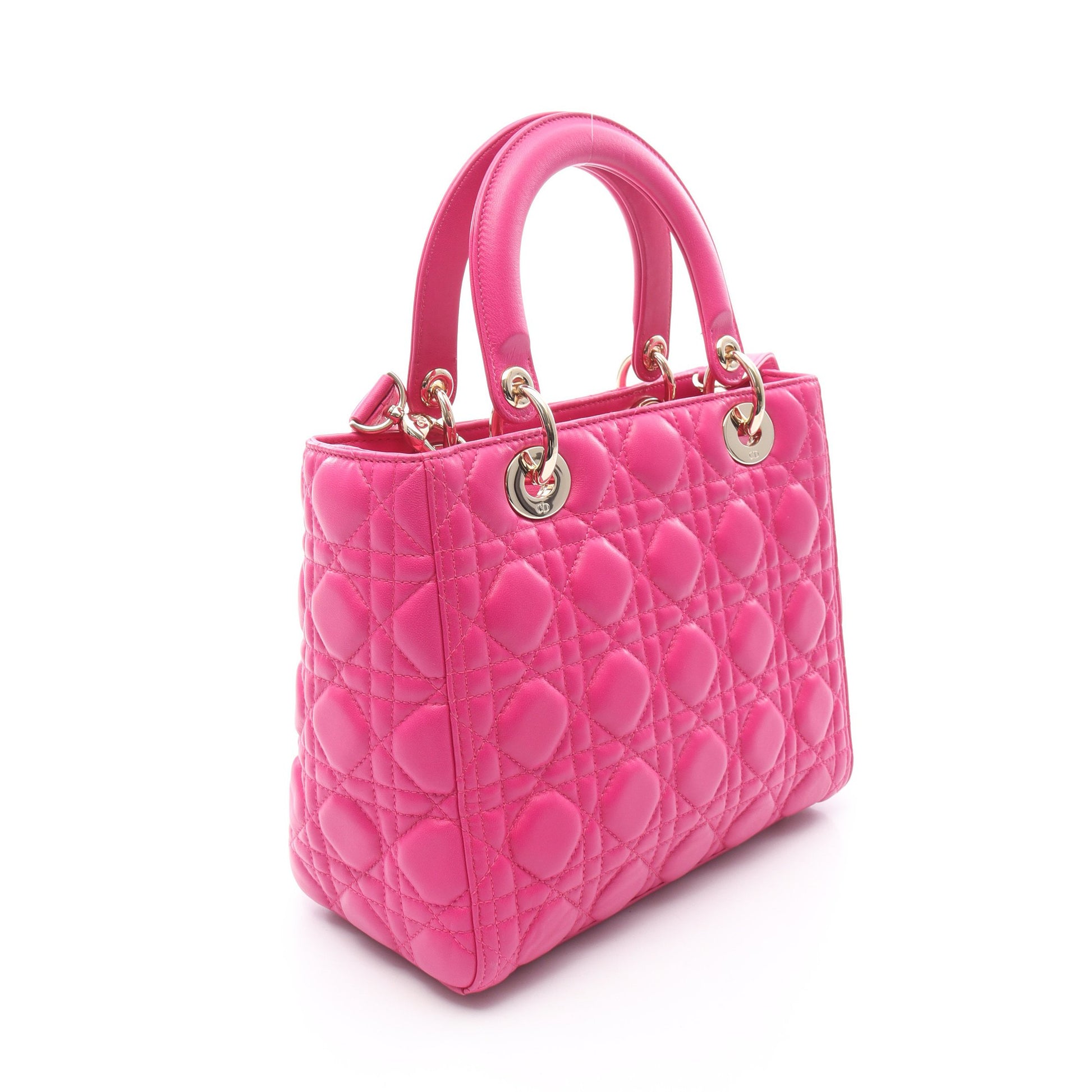 LADY DIOR レディディオール カナージュ ハンドバッグ レザー ピンクパープル 2WAY クリスチャンディオール バッグ Christian Dior