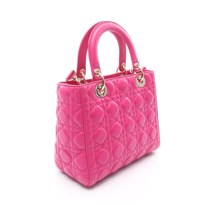 LADY DIOR レディディオール カナージュ ハンドバッグ レザー ピンクパープル 2WAY クリスチャンディオール バッグ Christian Dior