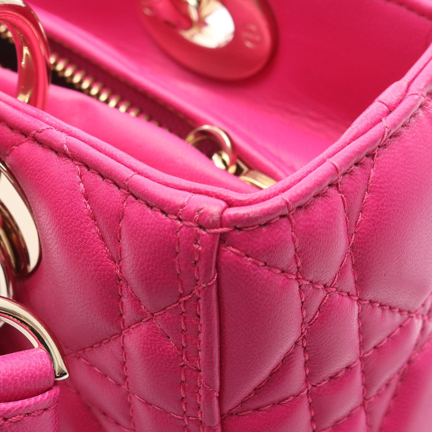 LADY DIOR レディディオール カナージュ ハンドバッグ レザー ピンクパープル 2WAY クリスチャンディオール バッグ Christian Dior