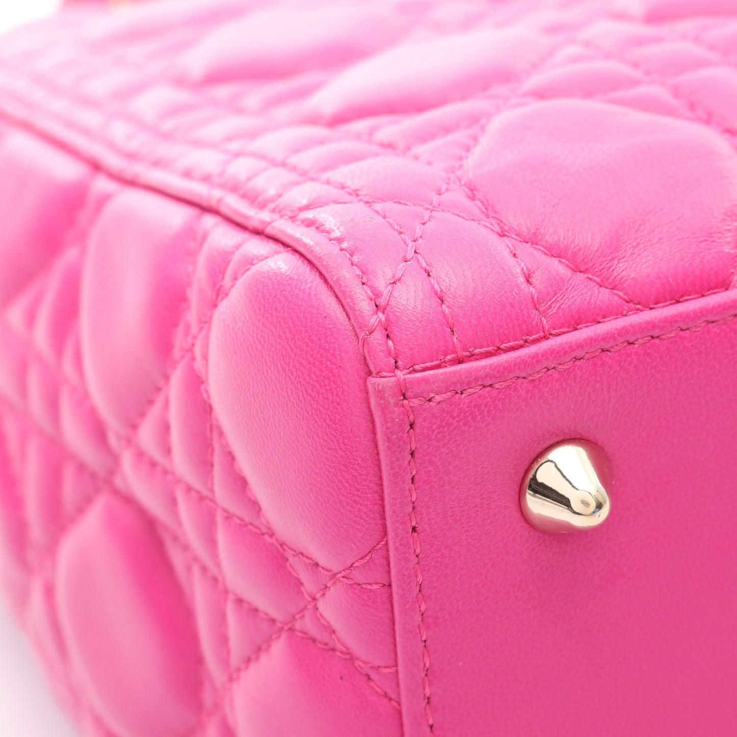 LADY DIOR レディディオール カナージュ ハンドバッグ レザー ピンクパープル 2WAY クリスチャンディオール バッグ Christian Dior