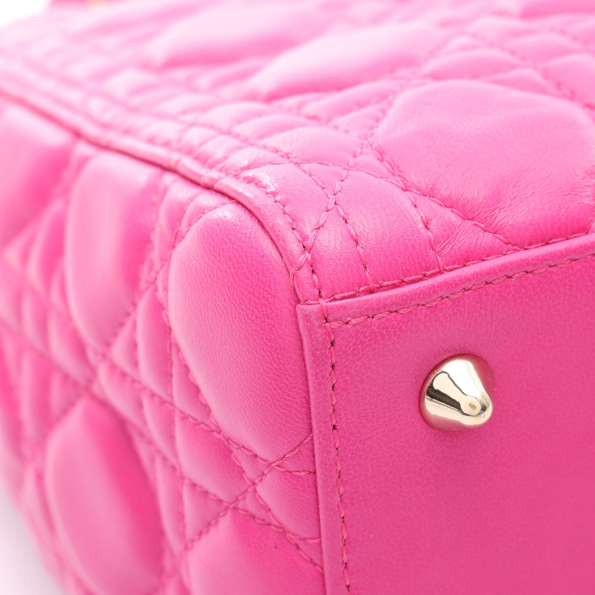 LADY DIOR レディディオール カナージュ ハンドバッグ レザー ピンクパープル 2WAY クリスチャンディオール バッグ Christian Dior