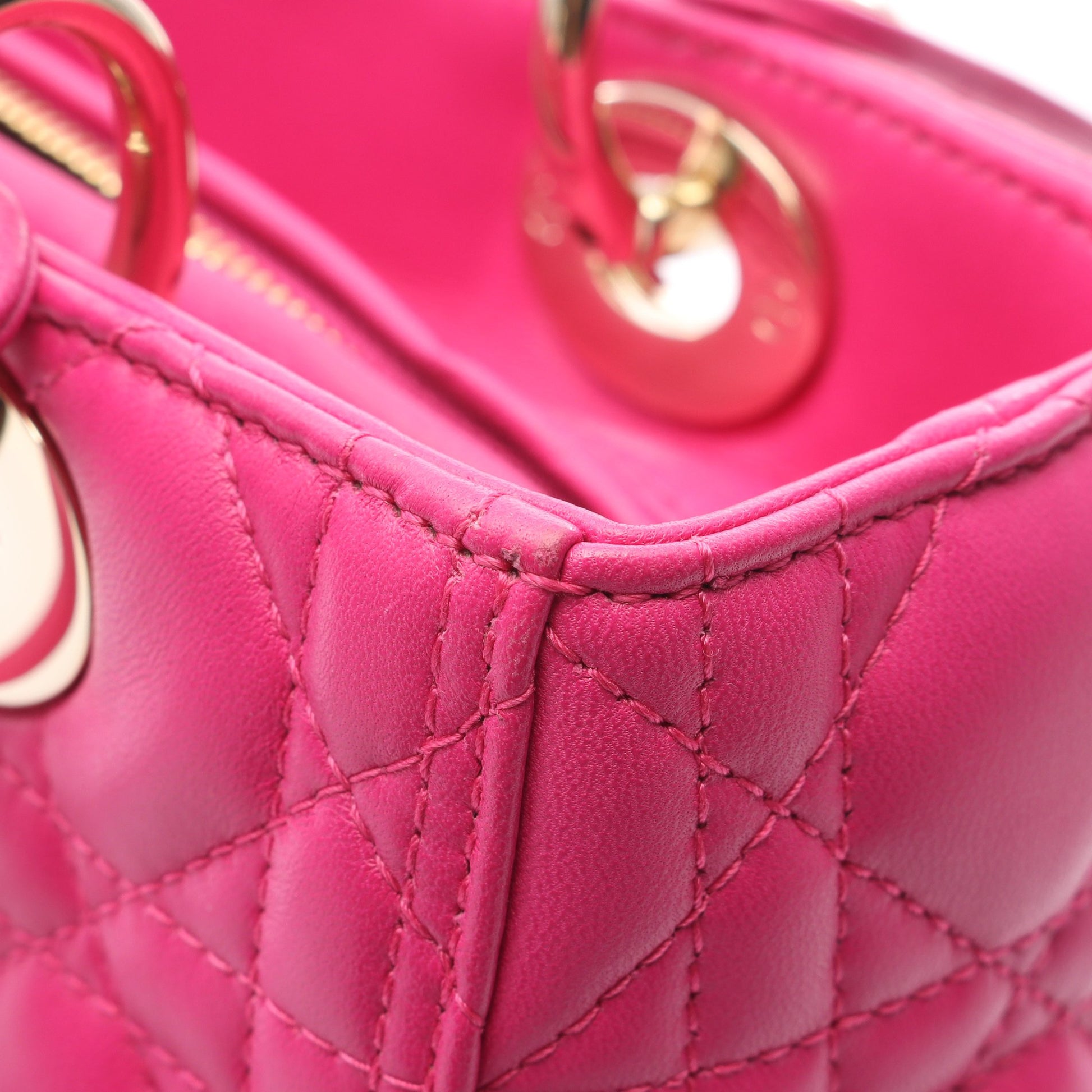 LADY DIOR レディディオール カナージュ ハンドバッグ レザー ピンクパープル 2WAY クリスチャンディオール バッグ Christian Dior