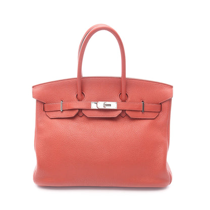 バーキン35 ブリック ハンドバッグ トリヨンクレマンス オレンジブラウン シルバー金具 □N刻印 エルメス バッグ HERMES