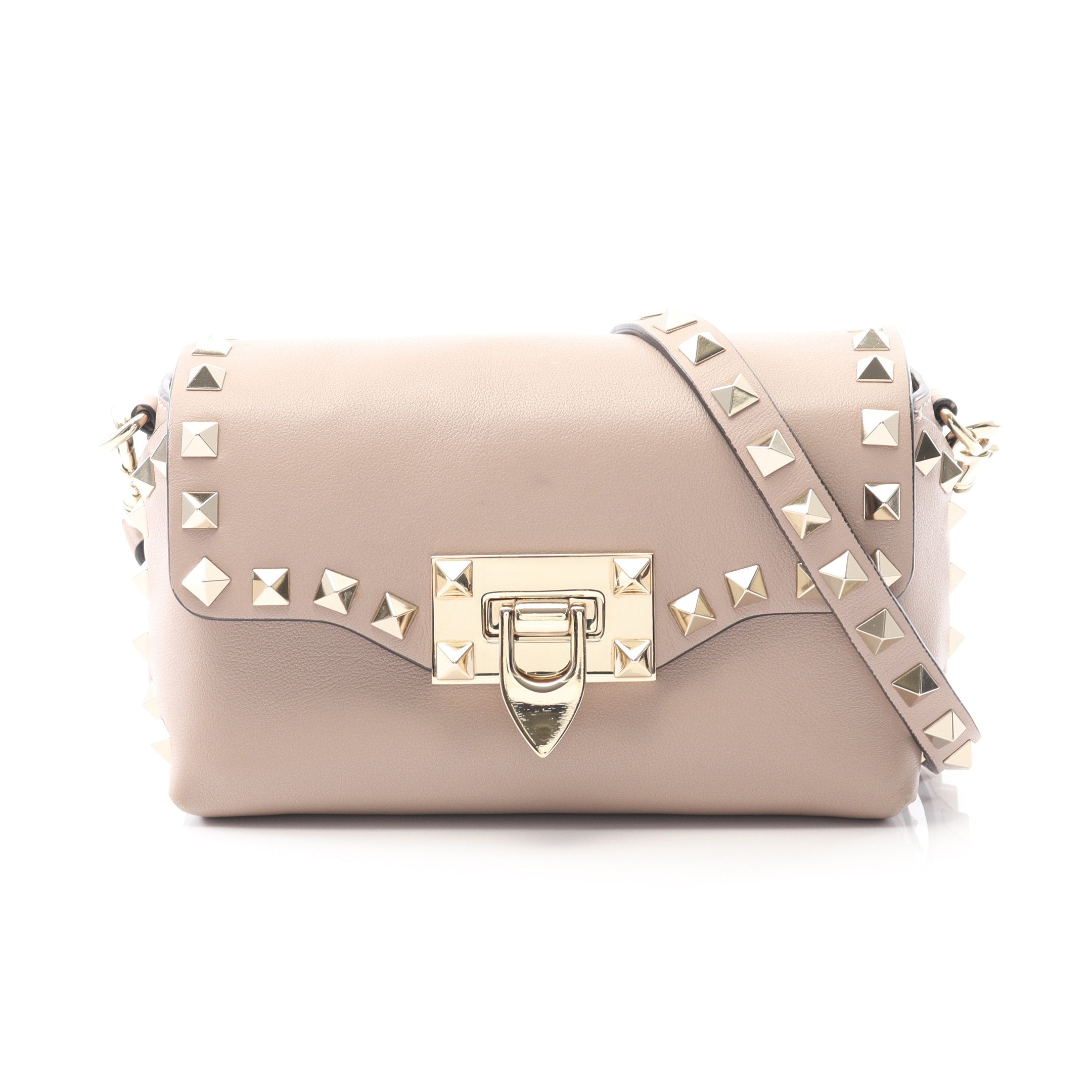 VALENTINO スタッズ付きハンドバッグ ベージュ VALENTINO スタッズ付きハンドバッグ ベージュ ロックスタッズ