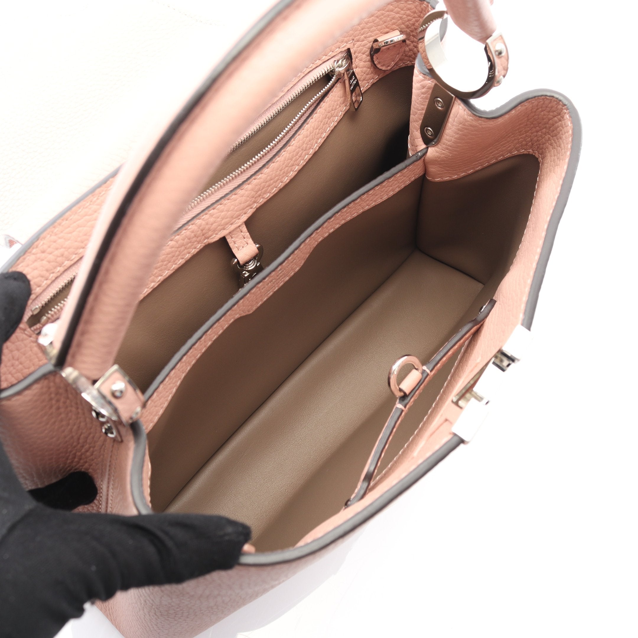 カプシーヌMM マグノリア ハンドバッグ レザー ピンクベージュ