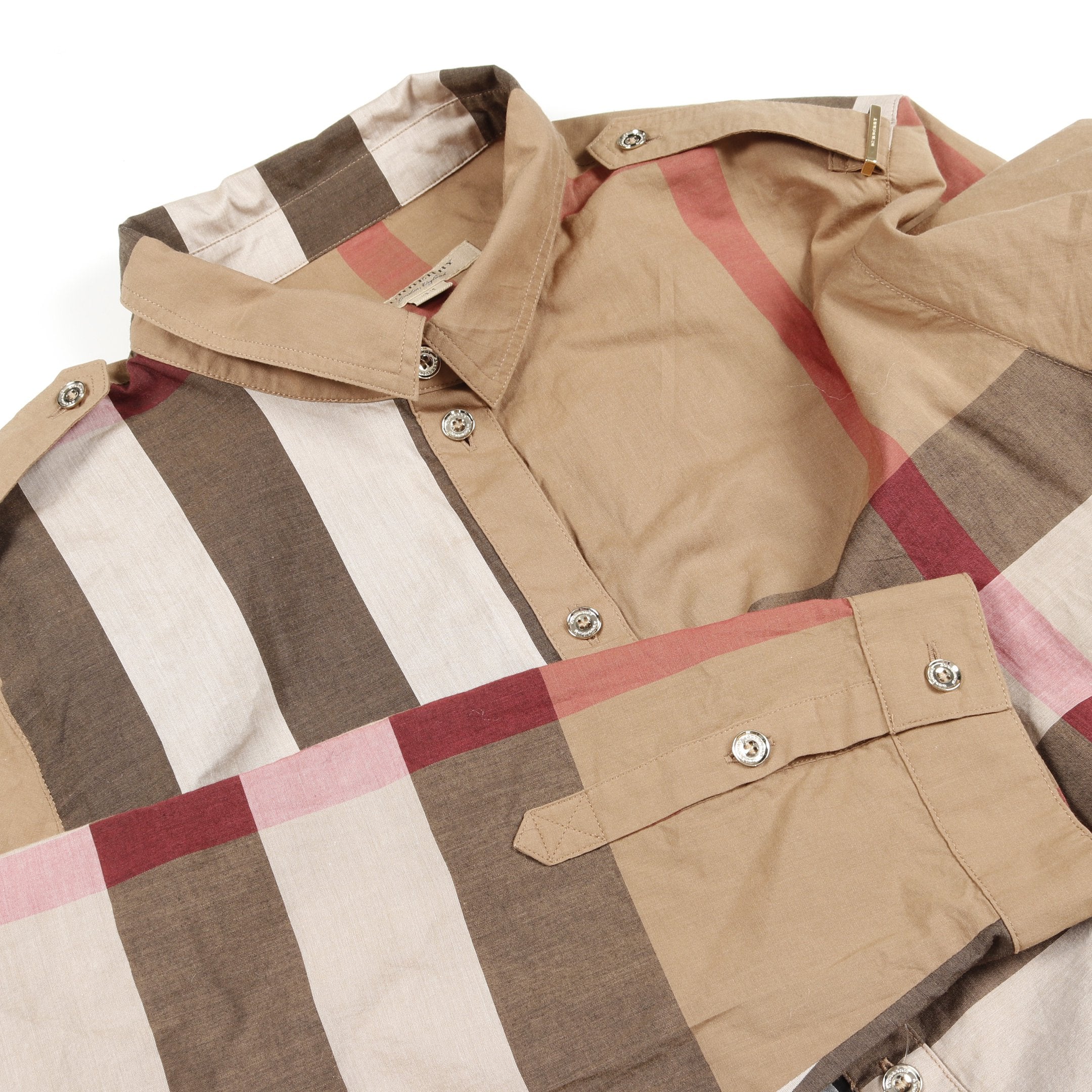 BURBERRY チェック シャツワンピース　新品 未使用 シャツワンピース チェック コットン ブラウン マルチカラー