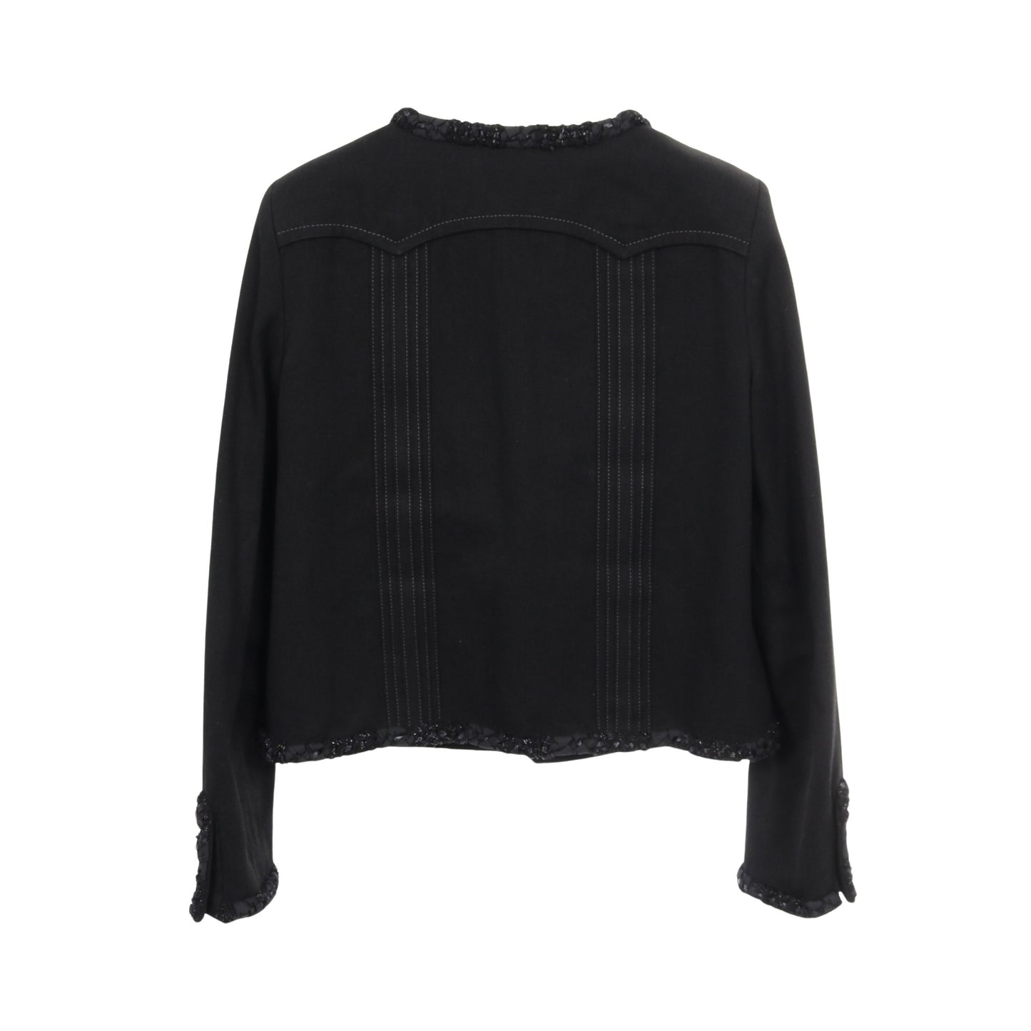 デニム ノーカラージャケット コットン ブラック ロゴボタン シャネル アウター CHANEL