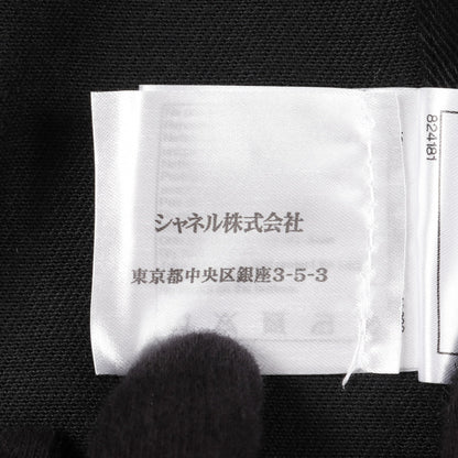 デニム ノーカラージャケット コットン ブラック ロゴボタン シャネル アウター CHANEL