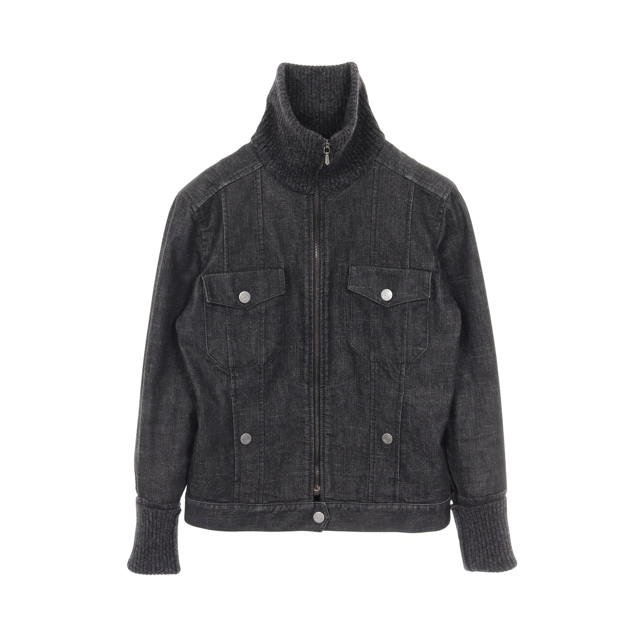 ココマークボタン ジップアップ デニムジャケット コットン ウール