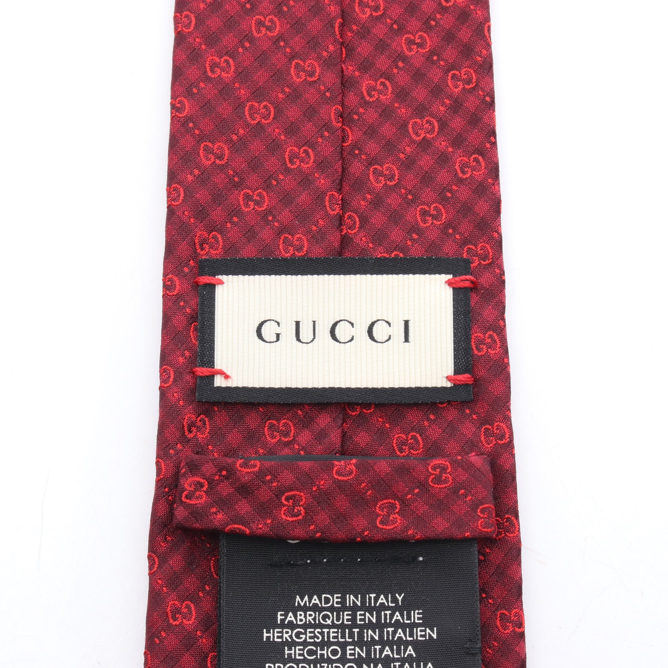 美品　GUCCI ネクタイ　ボルドー×シルバー　GG柄　現行タグ　クリーニング済 GUCCI ネクタイ ボルドー×シルバー GG柄 現行タグ クリーニング済