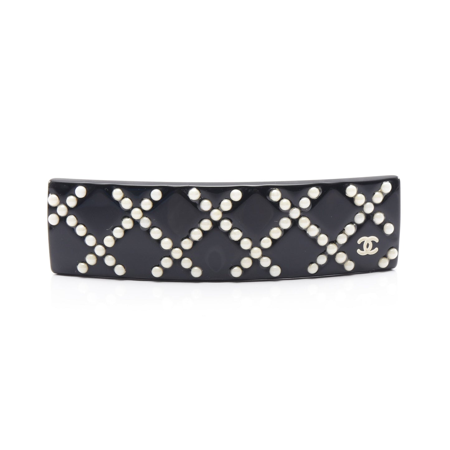 マトラッセ ココマーク バレッタ ブラック ホワイト 08P シャネル アクセサリー CHANEL