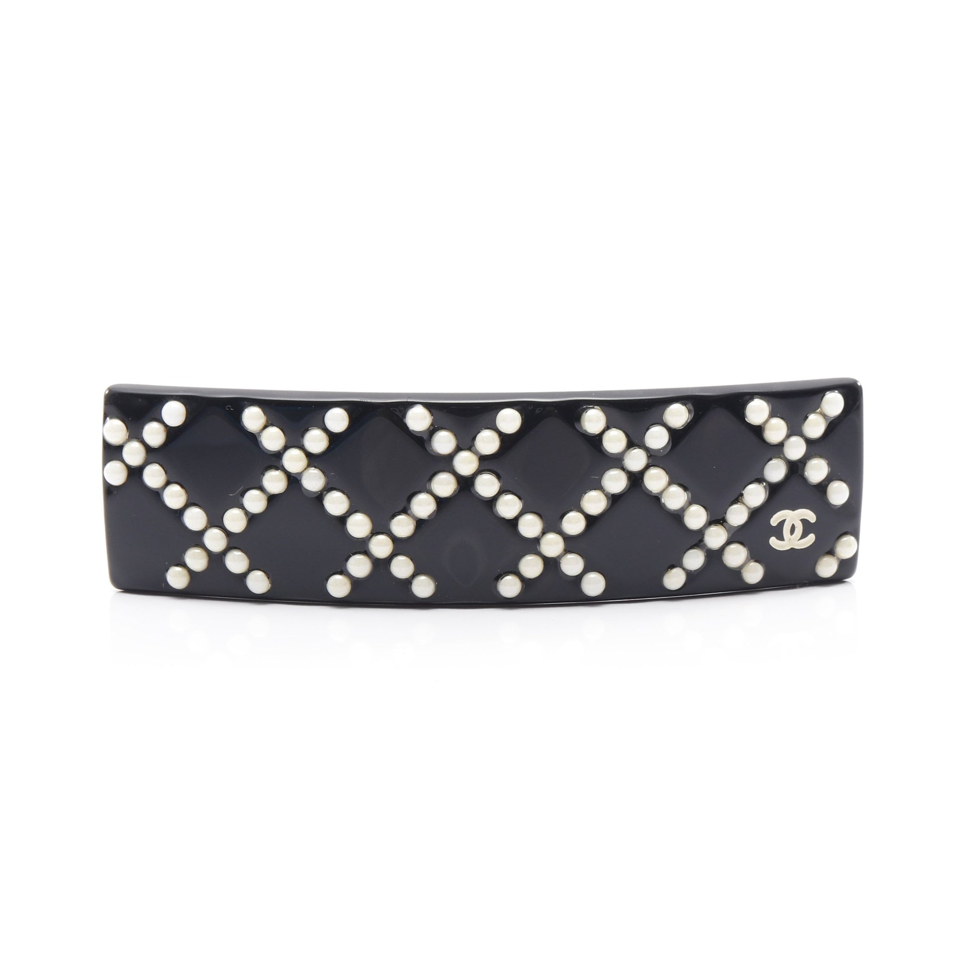 マトラッセ ココマーク バレッタ ブラック ホワイト 08P シャネル アクセサリー CHANEL