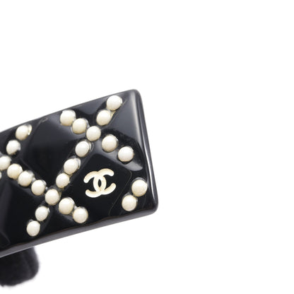 マトラッセ ココマーク バレッタ ブラック ホワイト 08P シャネル アクセサリー CHANEL