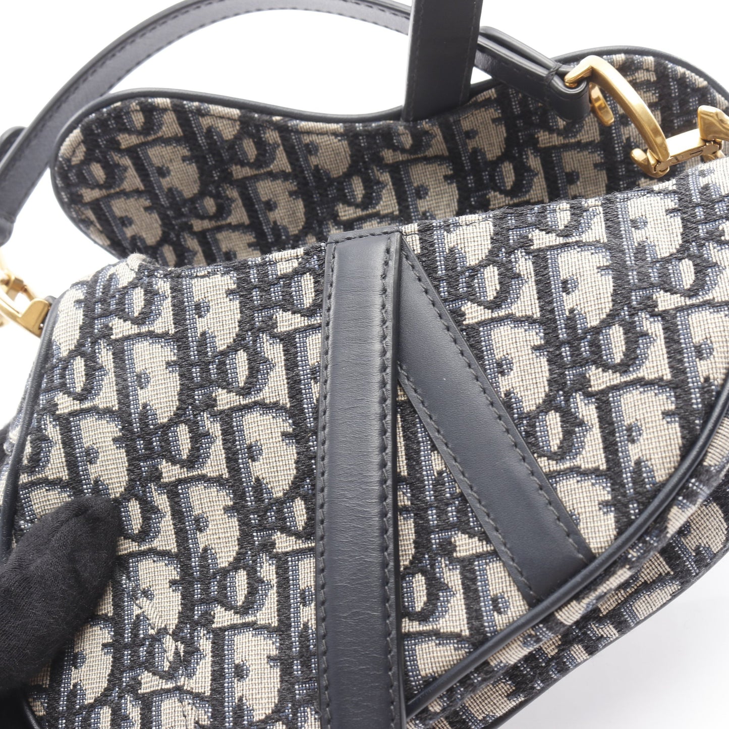 SADDLE サドル オブリーク ハンドバッグ キャンバス レザー ベージュ ネイビー 2WAY クリスチャンディオール バッグ Christian Dior