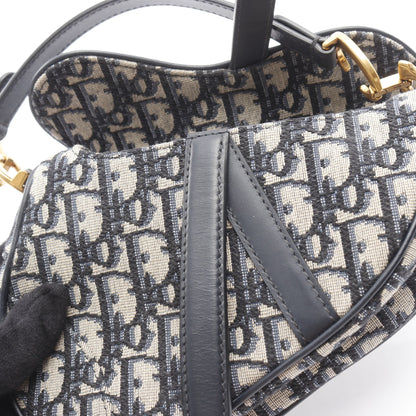 SADDLE サドル オブリーク ハンドバッグ キャンバス レザー ベージュ ネイビー 2WAY クリスチャンディオール バッグ Christian Dior