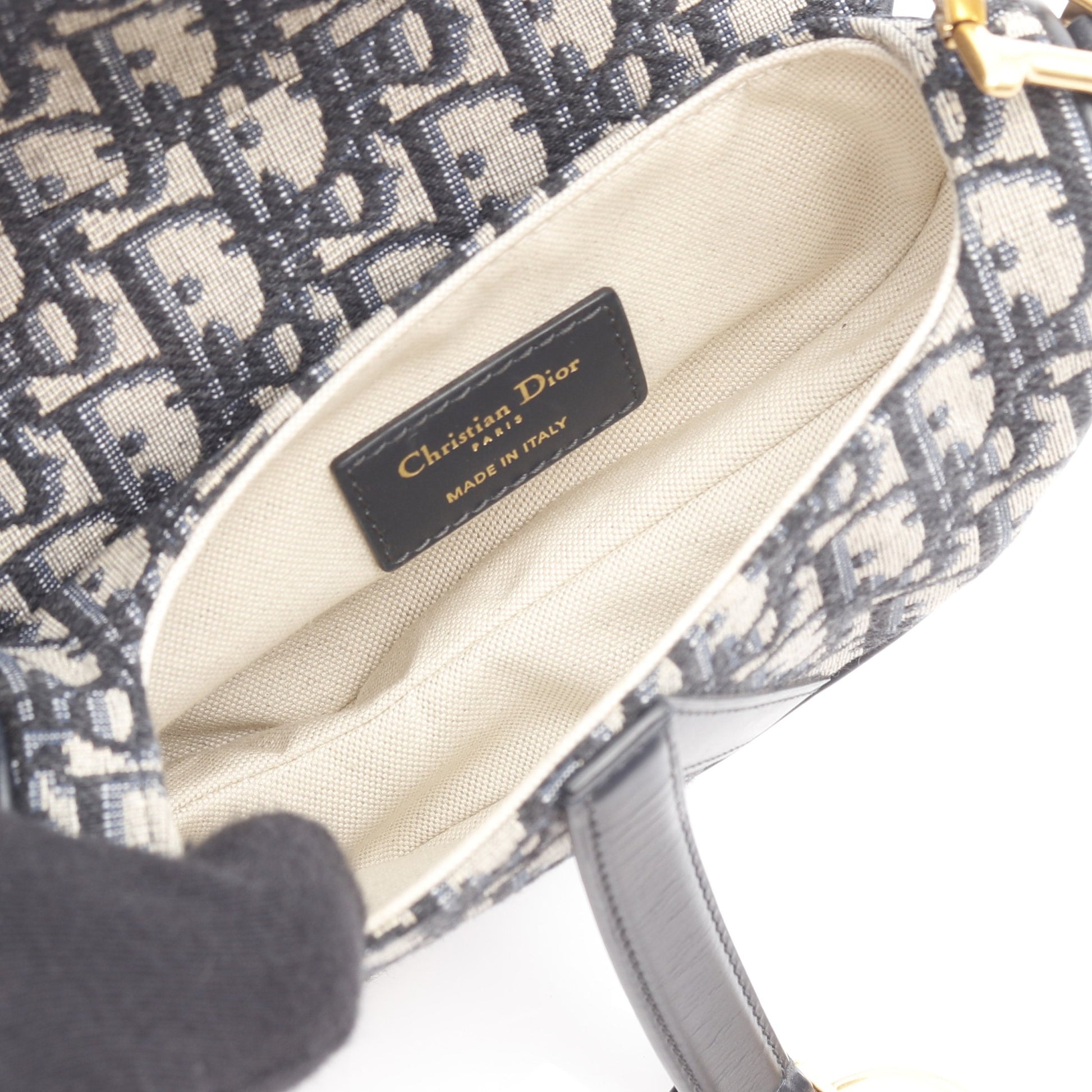 SADDLE サドル オブリーク ハンドバッグ キャンバス レザー ベージュ ネイビー 2WAY クリスチャンディオール バッグ Christian Dior