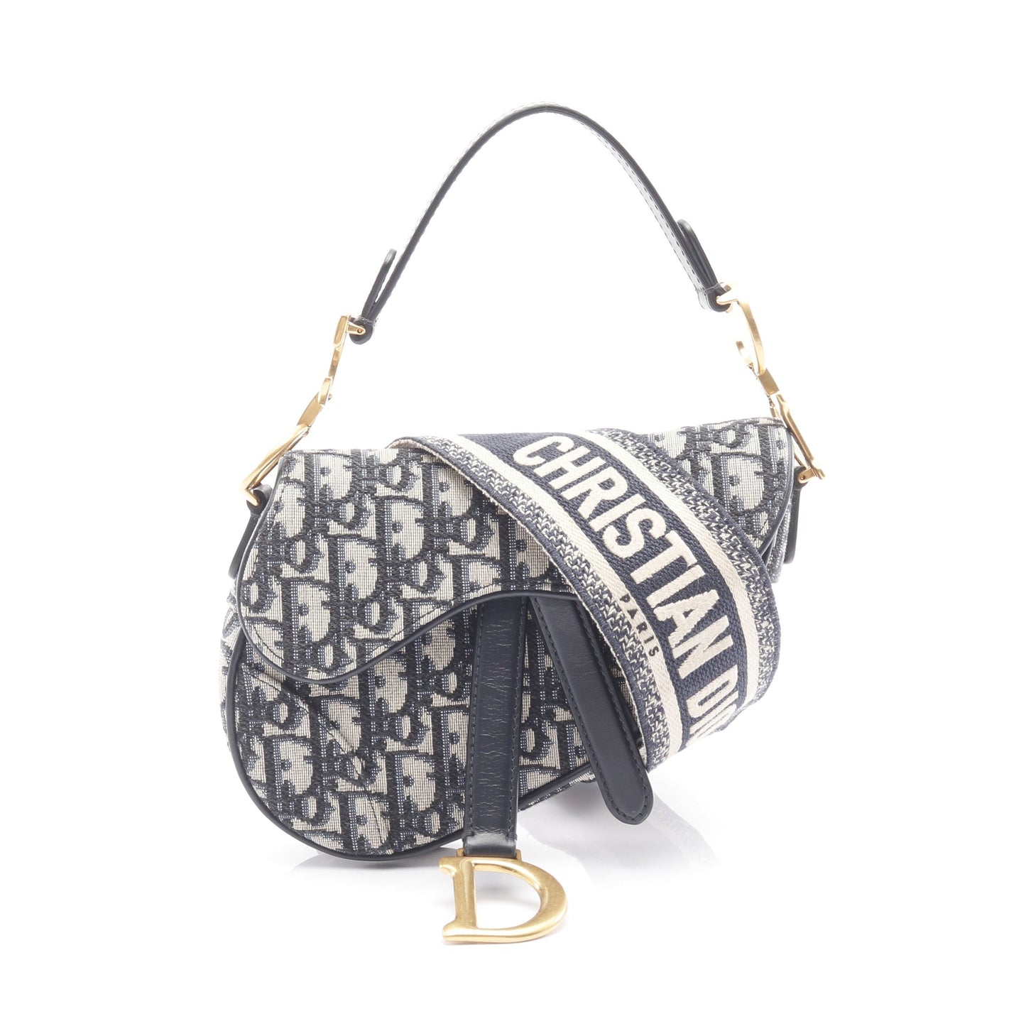 SADDLE サドル オブリーク ハンドバッグ キャンバス レザー ベージュ ネイビー 2WAY クリスチャンディオール バッグ Christian Dior