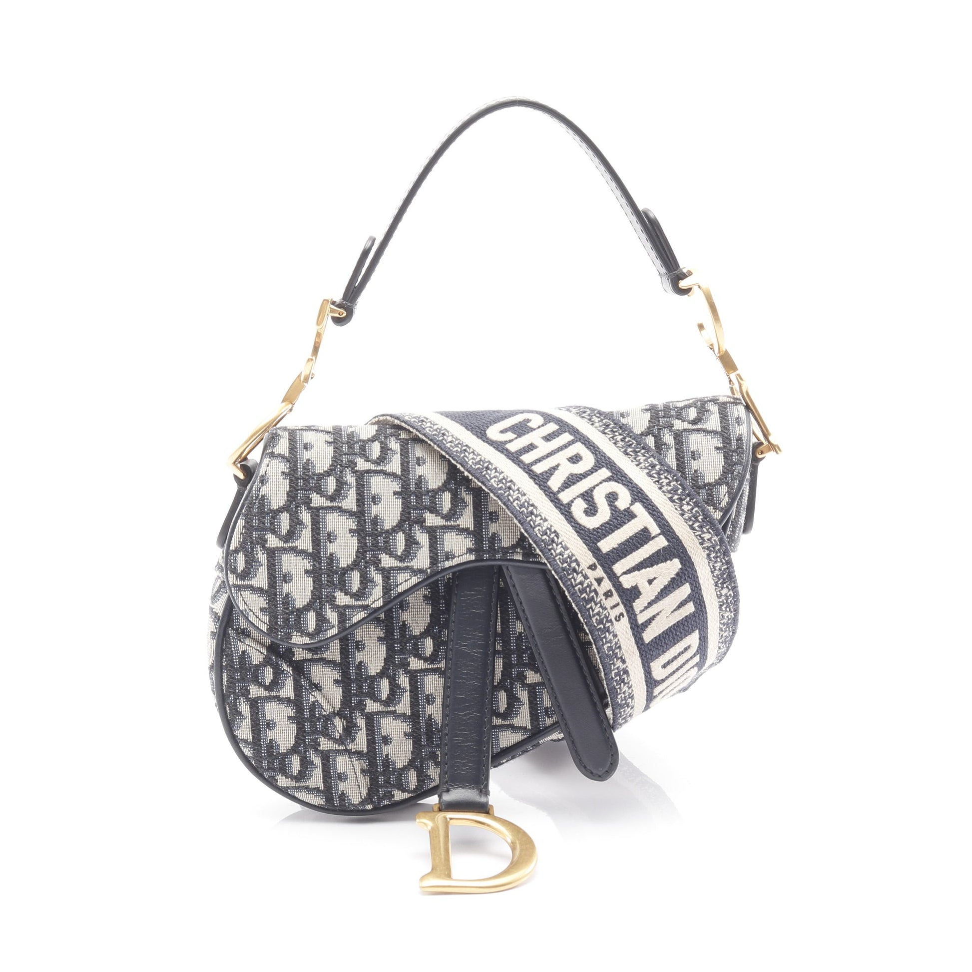 SADDLE サドル オブリーク ハンドバッグ キャンバス レザー ベージュ ネイビー 2WAY クリスチャンディオール バッグ Christian Dior