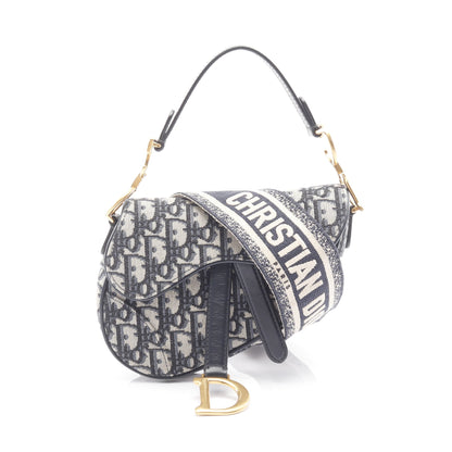 SADDLE サドル オブリーク ハンドバッグ キャンバス レザー ベージュ ネイビー 2WAY クリスチャンディオール バッグ Christian Dior