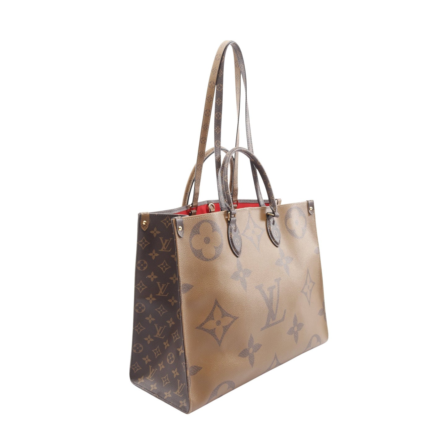 オンザゴーGM モノグラムジャイアント リバース ショルダーバッグ トートバッグ PVC ブラウン ベージュ 2WAY ルイヴィトン バッグ LOUIS VUITTON