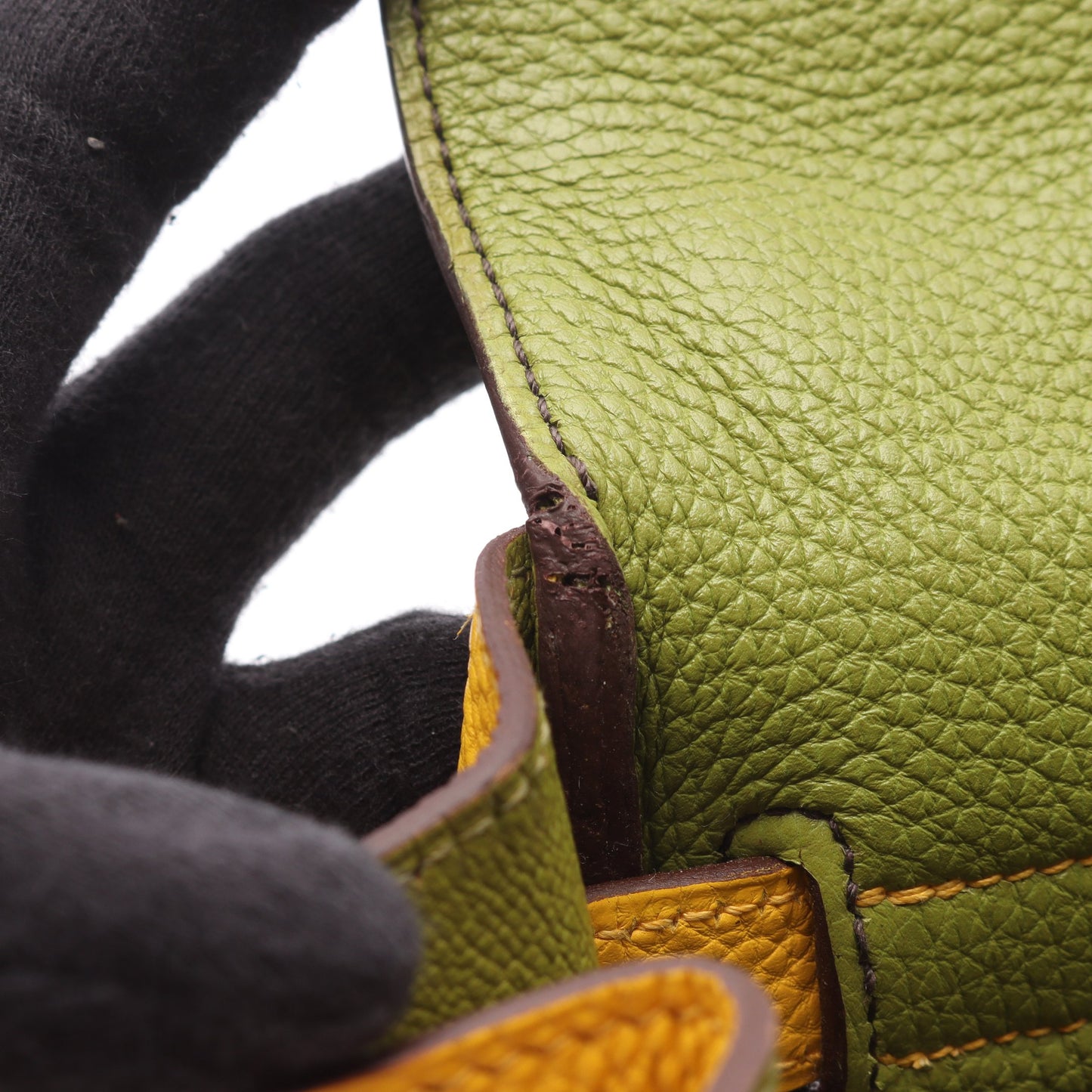 ケリー32 アニスグリーン ソレイユ ハンドバッグ トゴ イエローグリーン イエロー ゴールド金具 内縫い 2WAY □M刻印 エルメス バッグ HERMES