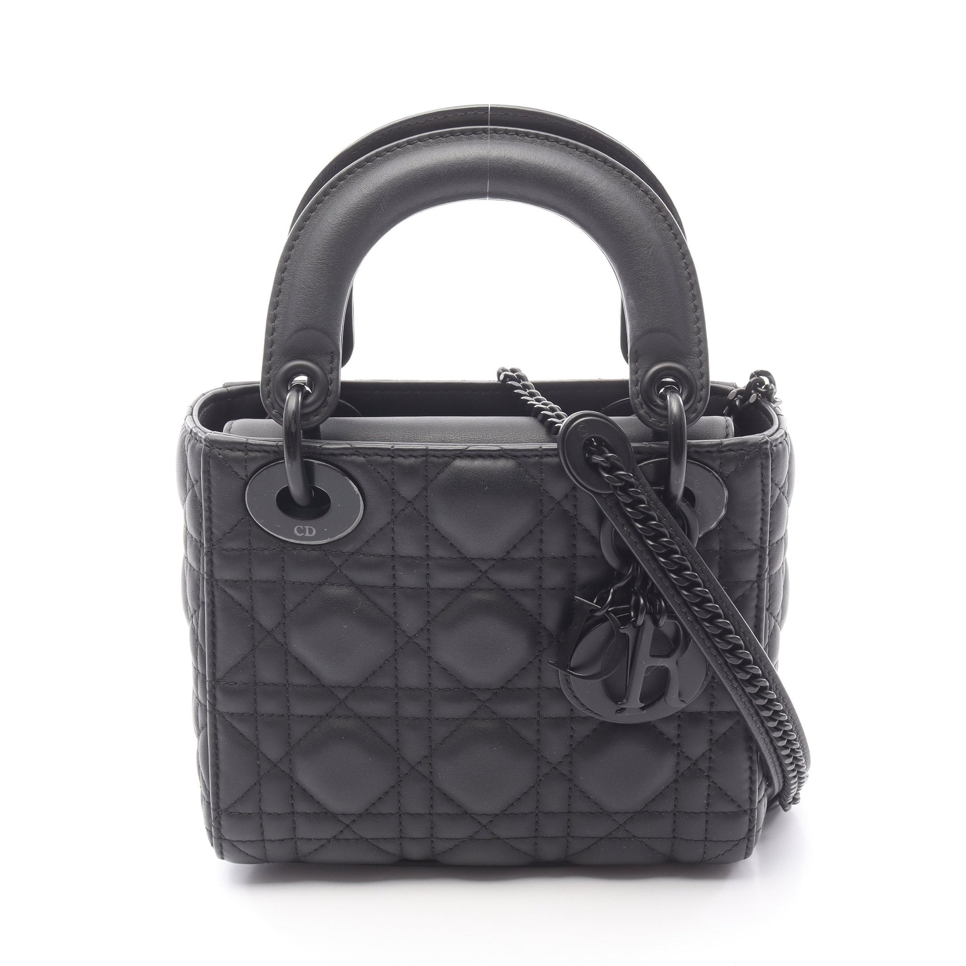 レディディオール ミニ カナージュ ハンドバッグ レザー ブラック 2WAY クリスチャンディオール バッグ Christian Dior