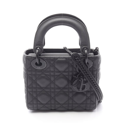 レディディオール ミニ カナージュ ハンドバッグ レザー ブラック 2WAY クリスチャンディオール バッグ Christian Dior