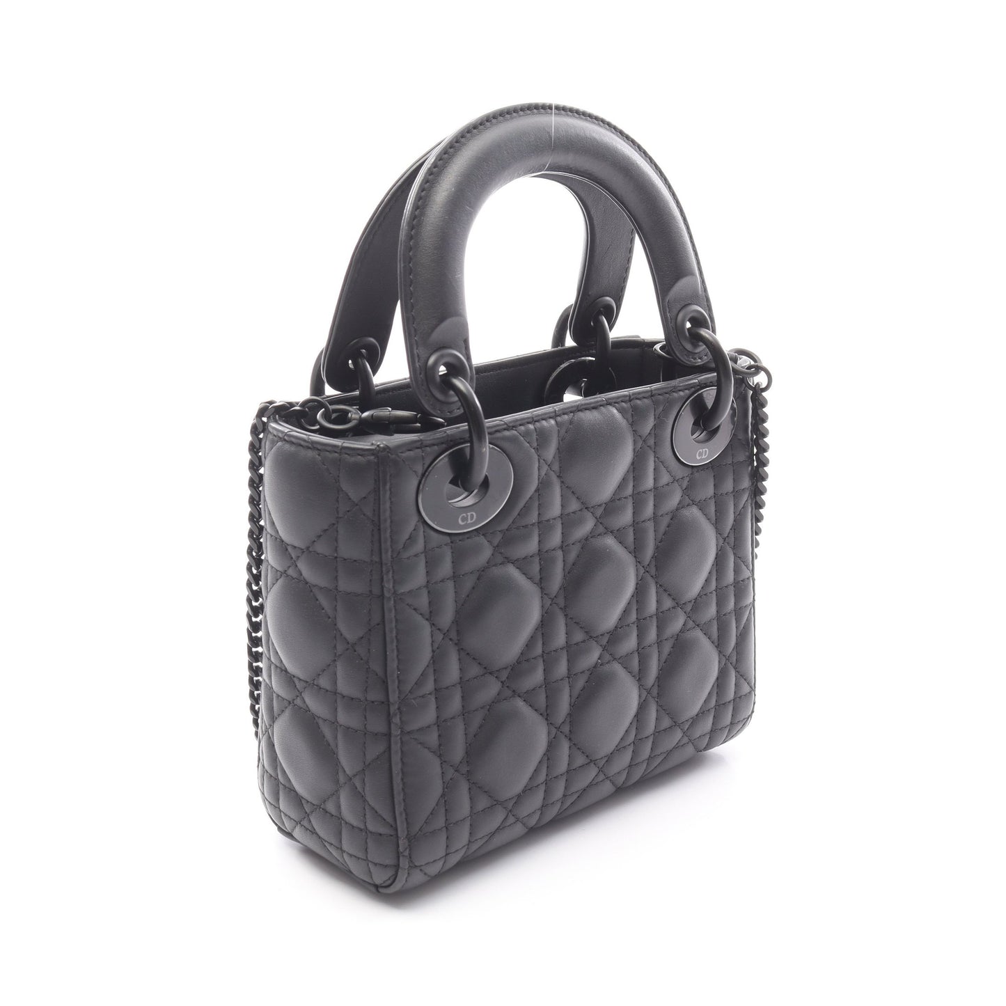 レディディオール ミニ カナージュ ハンドバッグ レザー ブラック 2WAY クリスチャンディオール バッグ Christian Dior