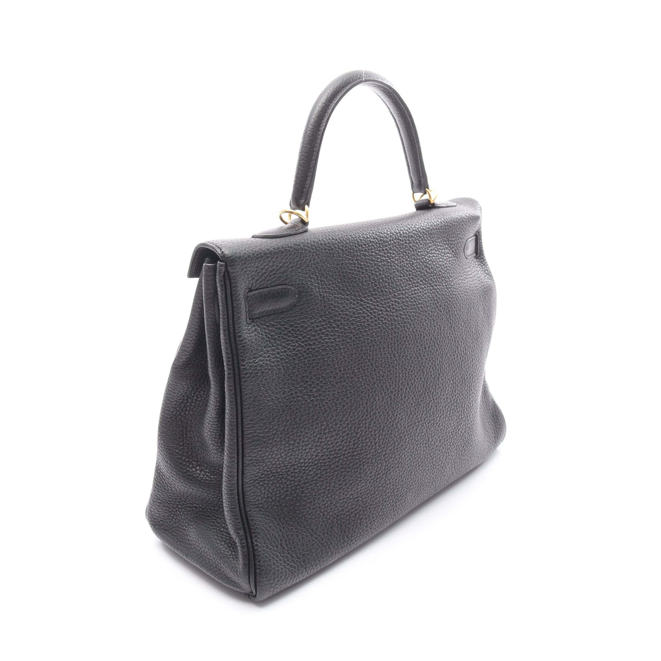 ケリー35 ハンドバッグ トゴ ブラック ゴールド金具 内縫い 2WAY X刻印