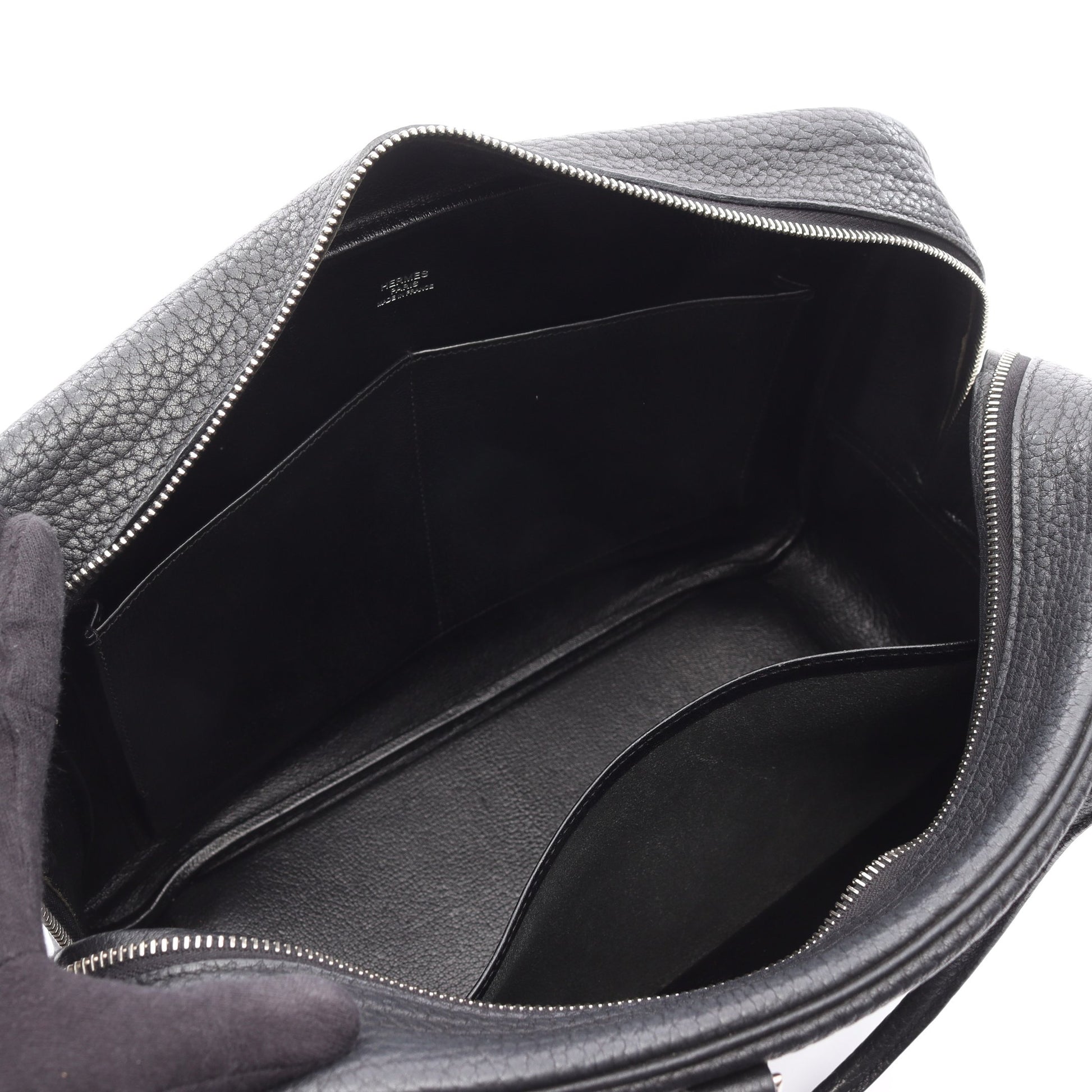 プリュム32 ハンドバッグ フィヨルド ブラック シルバー金具 □J刻印 エルメス バッグ HERMES