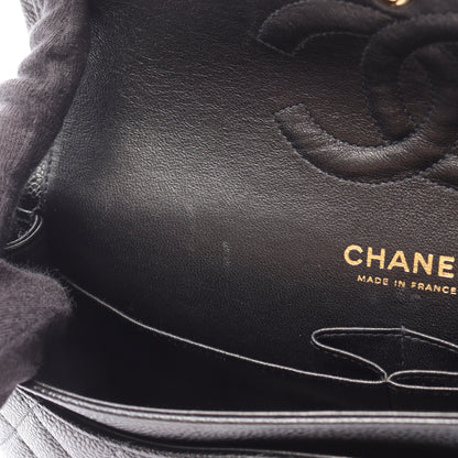 マトラッセ Wフラップ Wチェーンショルダーバッグ キャビアスキン ブラック ゴールド金具 シャネル バッグ CHANEL