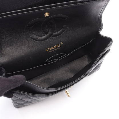 マトラッセ Wフラップ Wチェーンショルダーバッグ キャビアスキン ブラック ゴールド金具 シャネル バッグ CHANEL