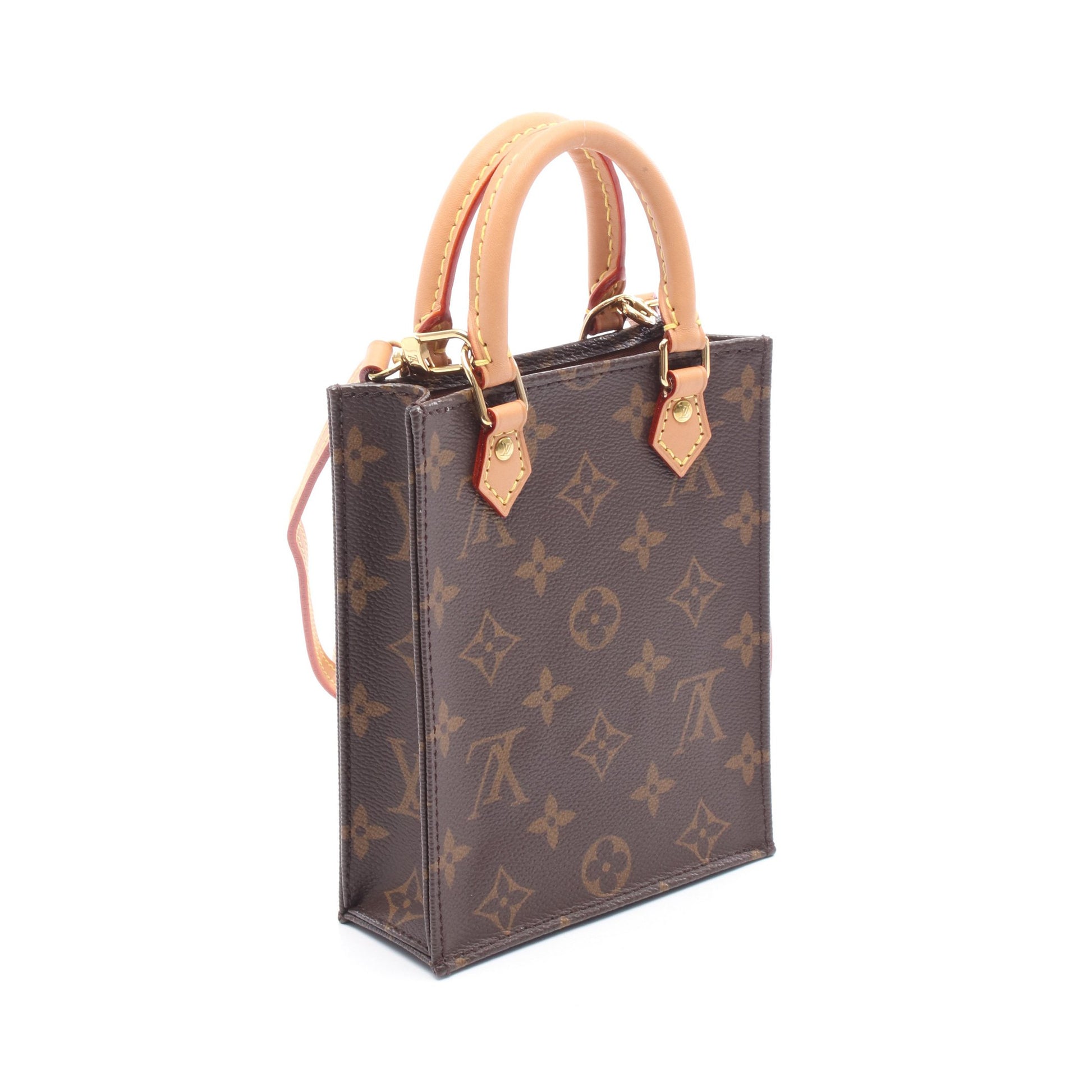 プティット サックプラ モノグラム ハンドバッグ PVC レザー ブラウン 2WAY ルイヴィトン バッグ LOUIS VUITTON