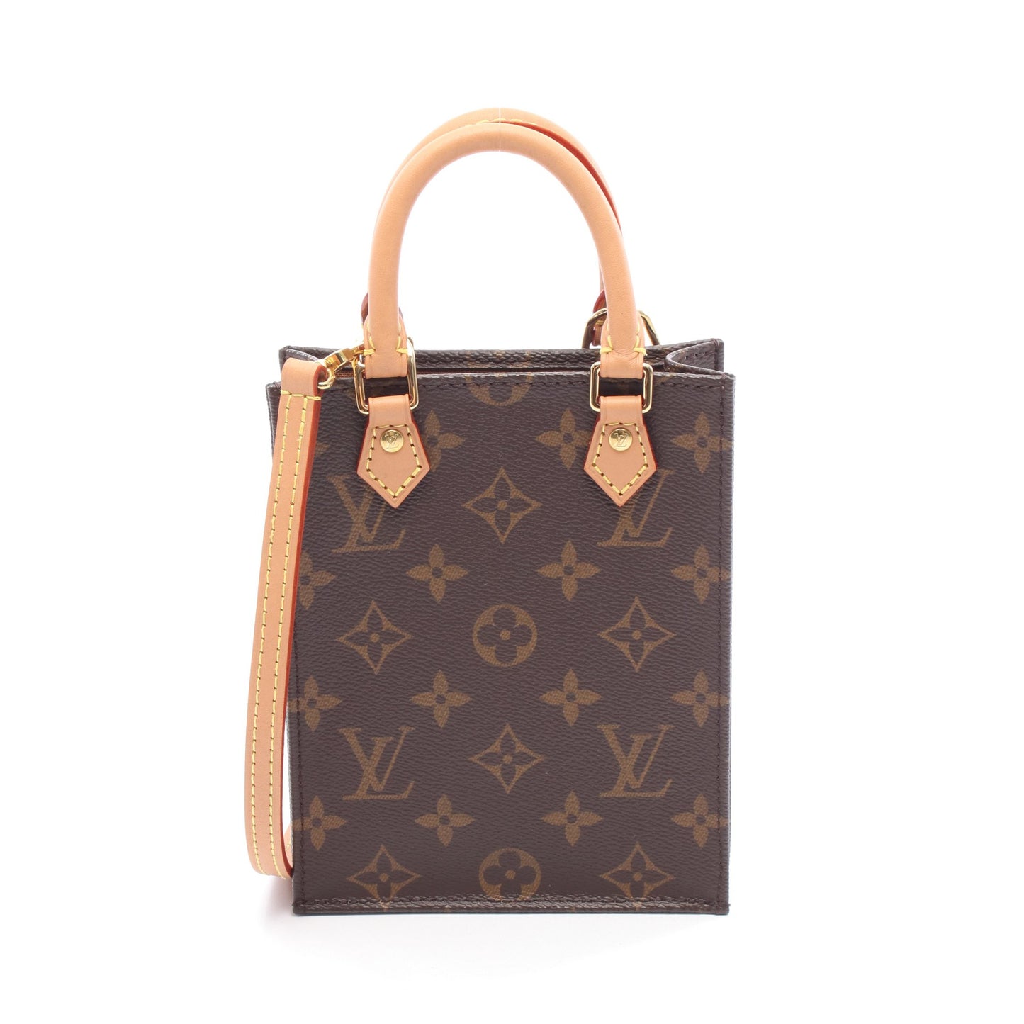 プティット サックプラ モノグラム ハンドバッグ PVC レザー ブラウン 2WAY ルイヴィトン バッグ LOUIS VUITTON