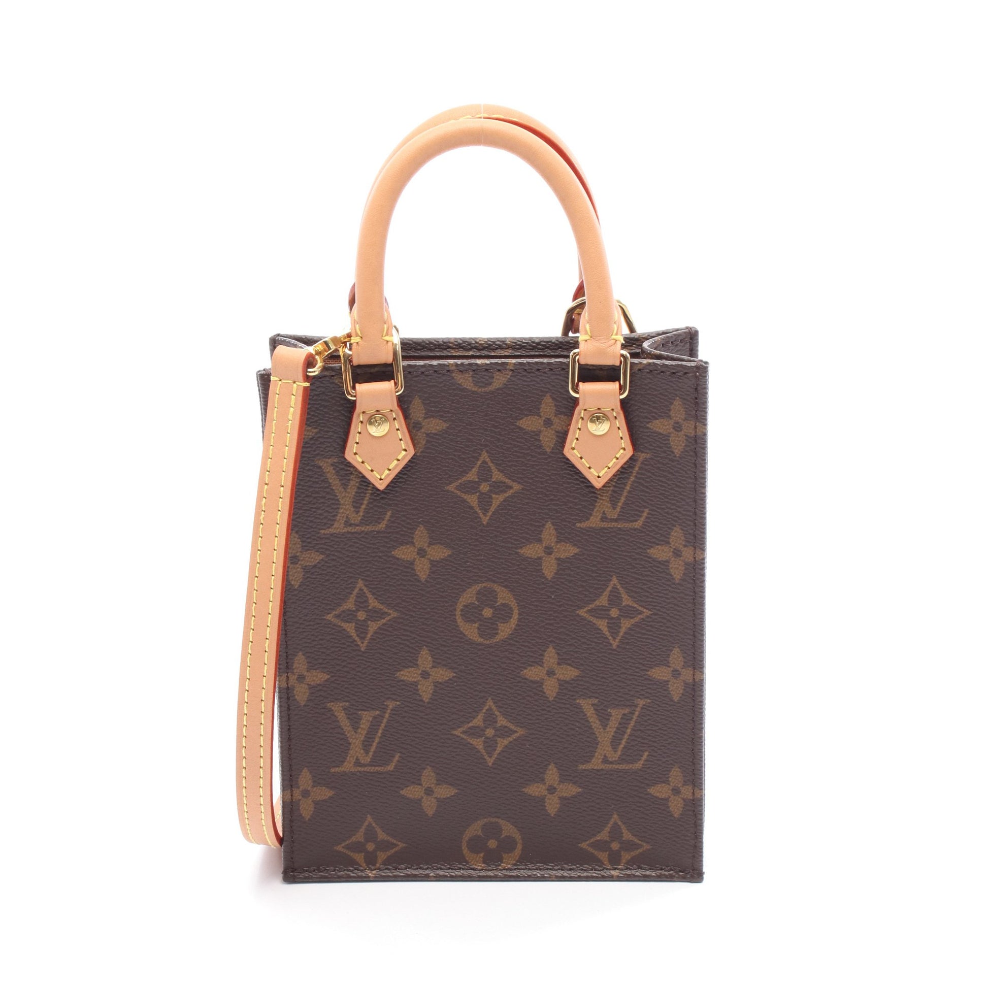 プティット サックプラ モノグラム ハンドバッグ PVC レザー ブラウン 2WAY ルイヴィトン バッグ LOUIS VUITTON