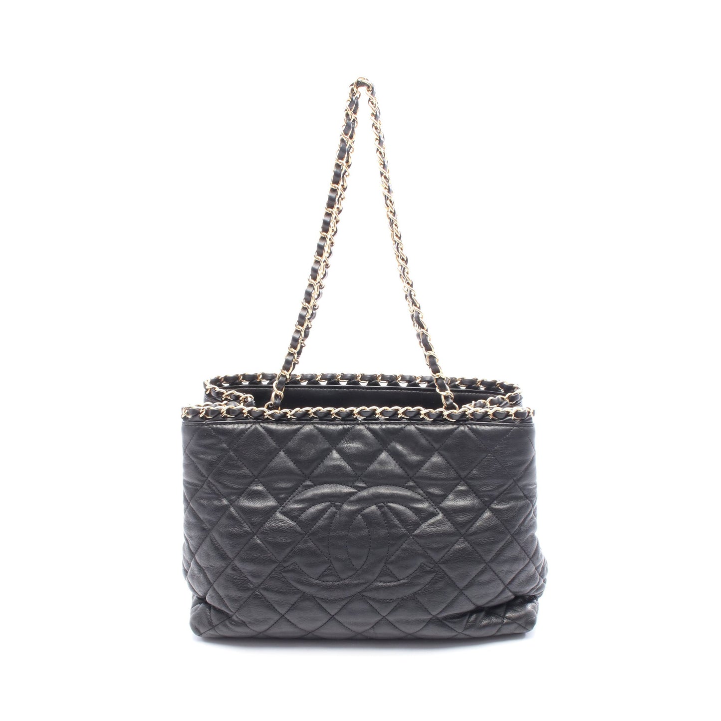 マトラッセ ココマーク チェーンショルダーバッグ レザー ブラック ゴールド金具 シャネル バッグ CHANEL