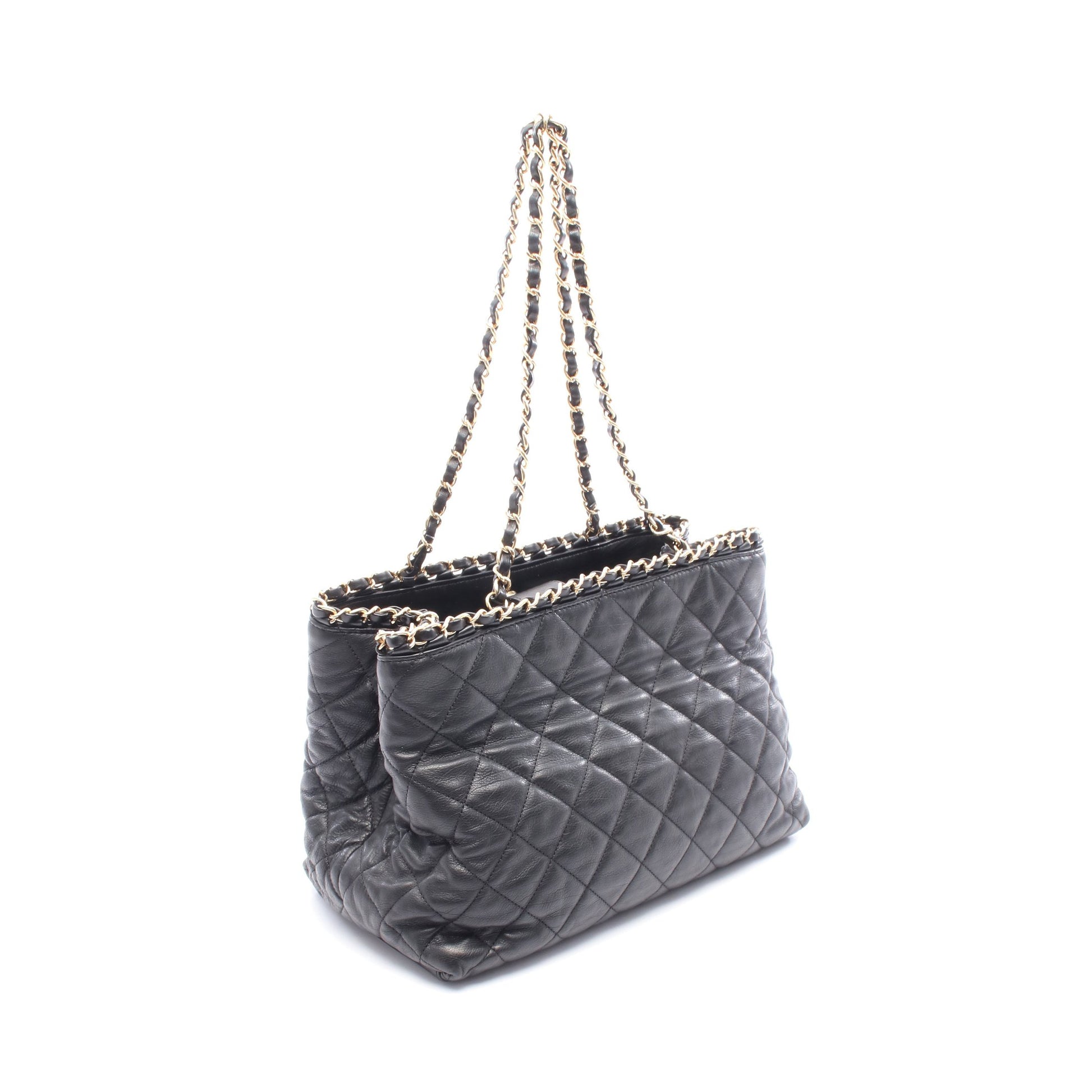 マトラッセ ココマーク チェーンショルダーバッグ レザー ブラック ゴールド金具 シャネル バッグ CHANEL