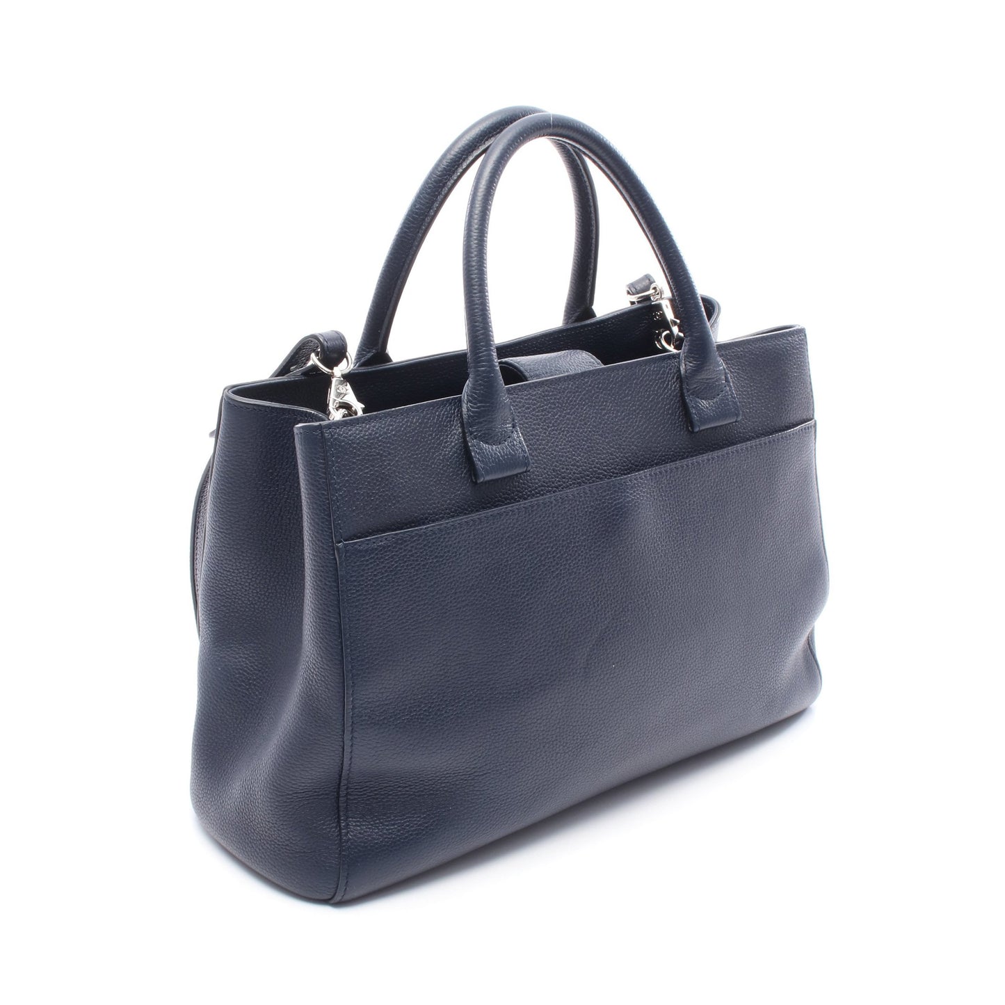 ココマーク ハンドバッグ トートバッグ レザー ネイビー シルバー金具 2WAY シャネル バッグ CHANEL