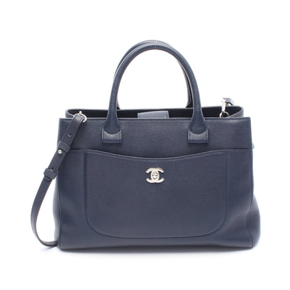ココマーク ハンドバッグ トートバッグ レザー ネイビー シルバー金具 2WAY シャネル バッグ CHANEL