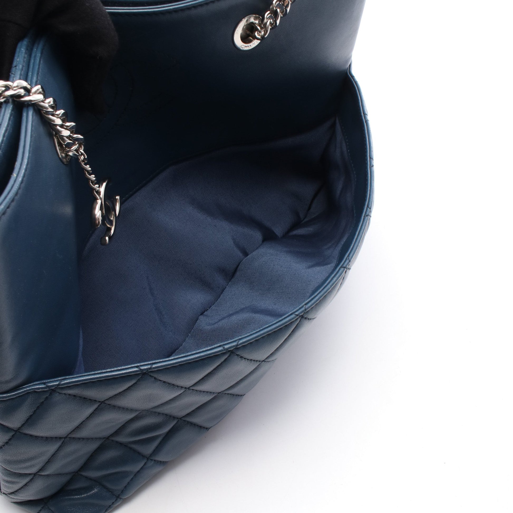 マトラッセ チェーンショルダーバッグ チェーントートバッグ ラムスキン ブルー シルバー金具 シャネル バッグ CHANEL