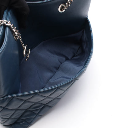 マトラッセ チェーンショルダーバッグ チェーントートバッグ ラムスキン ブルー シルバー金具 シャネル バッグ CHANEL