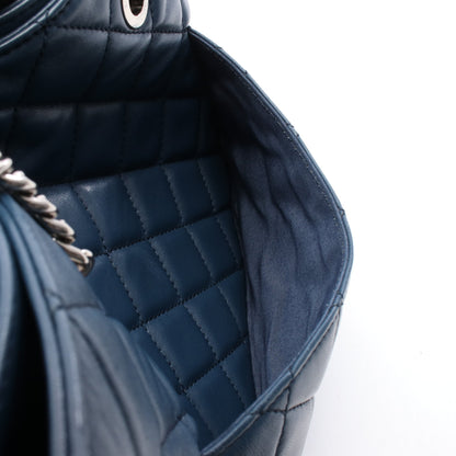 マトラッセ チェーンショルダーバッグ チェーントートバッグ ラムスキン ブルー シルバー金具 シャネル バッグ CHANEL