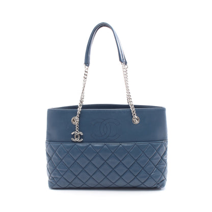 マトラッセ チェーンショルダーバッグ チェーントートバッグ ラムスキン ブルー シルバー金具 シャネル バッグ CHANEL