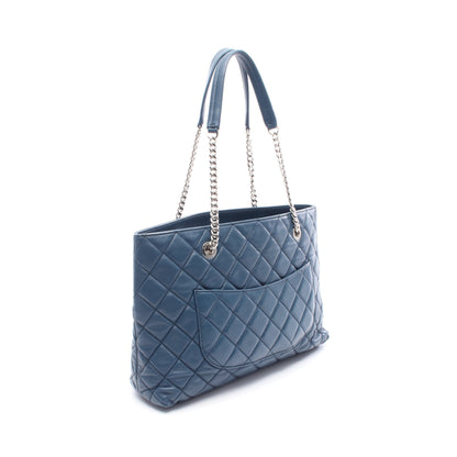 マトラッセ チェーンショルダーバッグ チェーントートバッグ ラムスキン ブルー シルバー金具 シャネル バッグ CHANEL